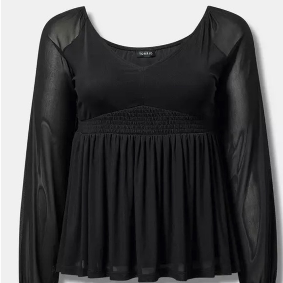 Torrid Black Pleated Blouse with Relaxed Fit - Picture 1 of 5